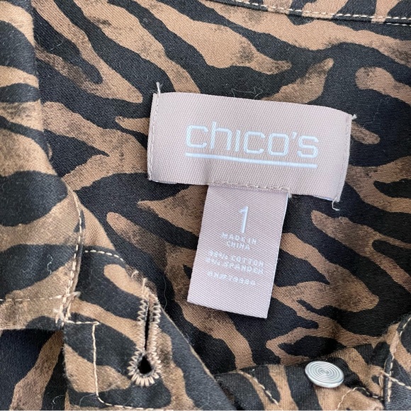Chico’s Brown/Black Animal Print Zebra Jacket 1 / S - Picture 3 of 8